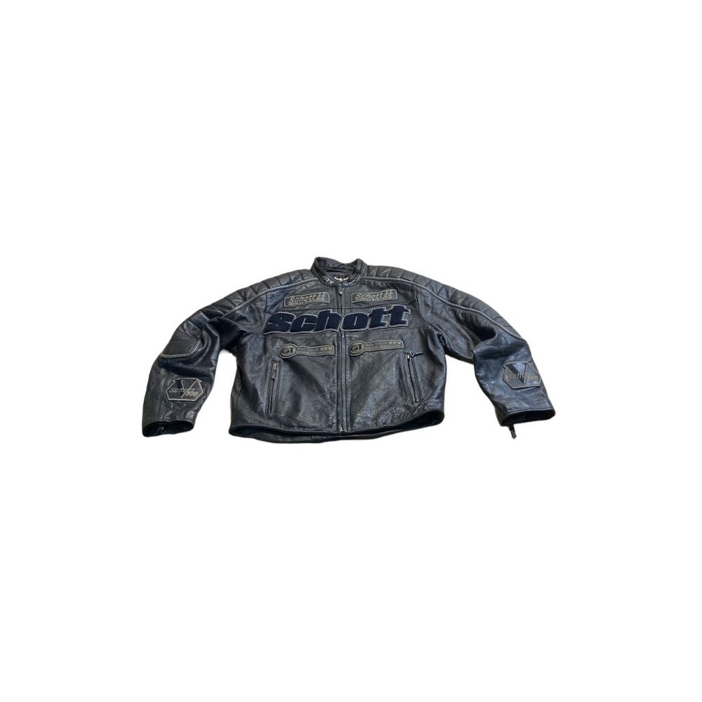 Vintage Schott Leather Jacket i500 Formula One Racing Black Coat